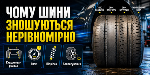 Чому шини зношуються нерівномірно
